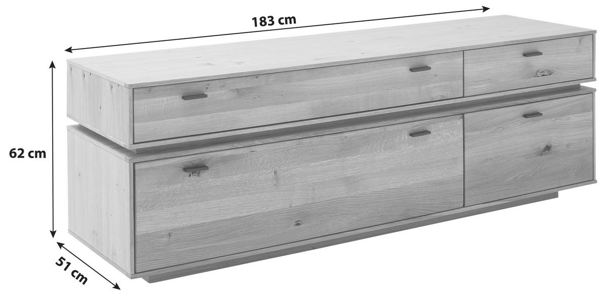 Lowboard Como B: 183 cm Wildeiche Massiv - Wildeiche, Natur, Holz/Holzwerkstoff (183/62/51cm) - MID.YOU