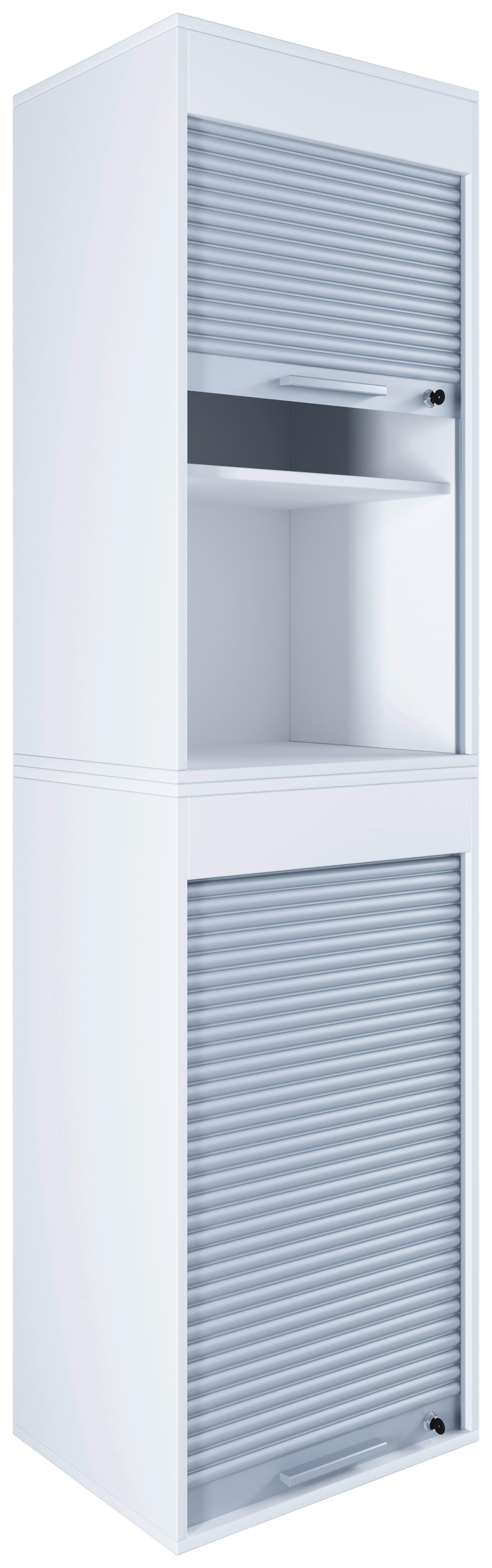 Aktenschrank Aktos XL Weiß/Grau B: 50 cm - Weiß/Grau, MODERN, Holzwerkstoff/Kunststoff (50/186/40cm) - MID.YOU