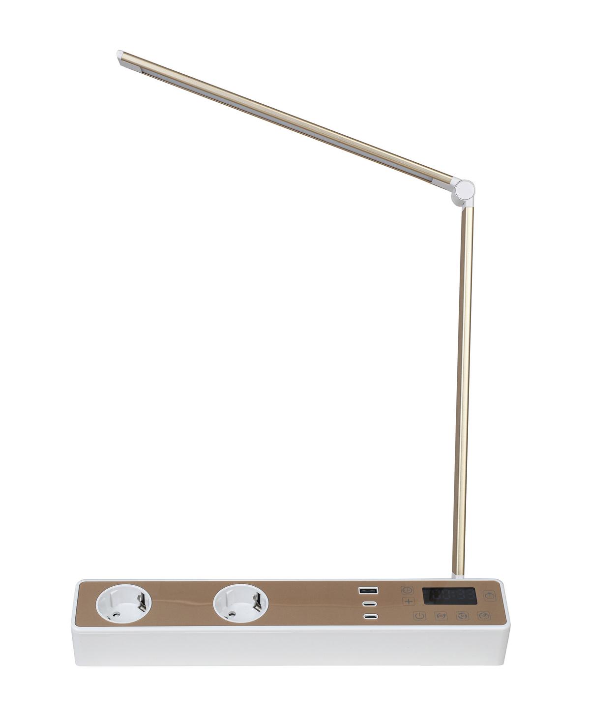 LED LAMPA NA PSACÍ STŮL MULTI - bílá/barva růžového zlata, Moderní, kov/plast (33/10,5/37-66cm) - Mömax