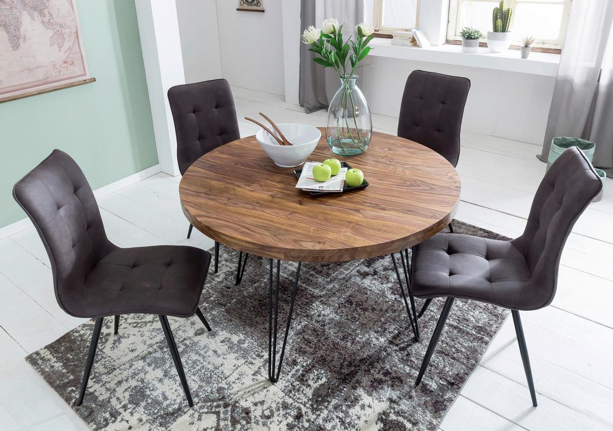 Esstisch Wl5.201 - Sheeshamfarben/Schwarz, Design, Holz/Metall (120/78cm) - MID.YOU