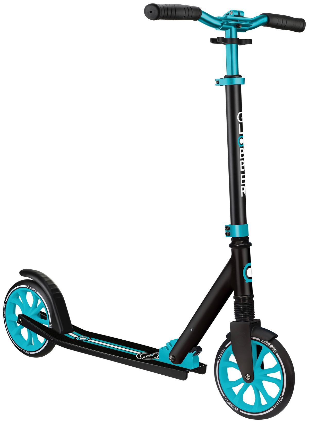Scooter Globber Schwarz/türkis Ø 205 Mm, Klappbar - Türkis/Schwarz, Basics, Metall (89/45/108cm)