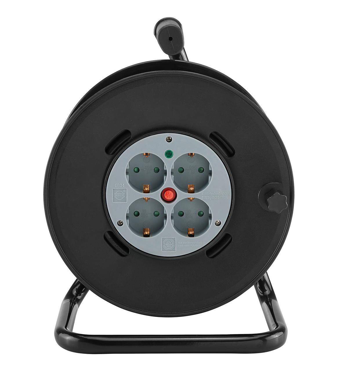 Kabeltrommel Albin 4 Steckdosen, 20 M Kabel - Schwarz/Grau, KONVENTIONELL, Kunststoff (23,5/18,8/32cm) - Homezone