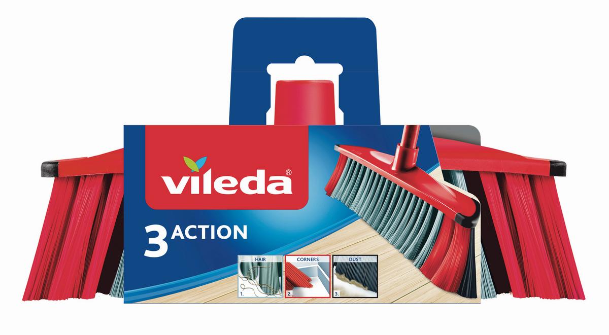 Besen Vileda 3action Zimmerbesen - Rot, Basics (30/60/11,7cm) - Vileda