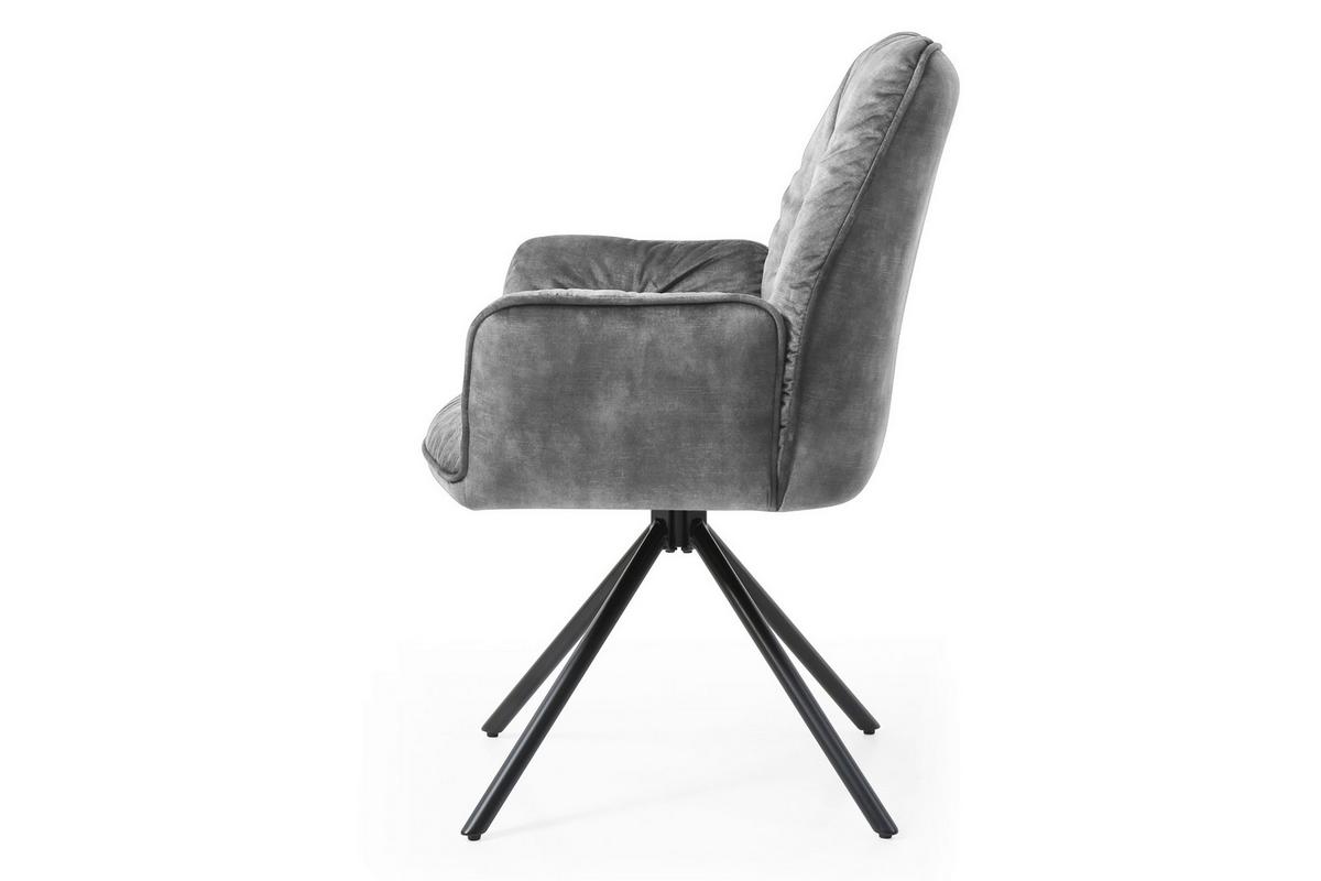 Armlehnstuhl Grau B: 61 Cm - Schwarz/Grau, MODERN, Textil/Metall (61/90/59cm) - Livetastic