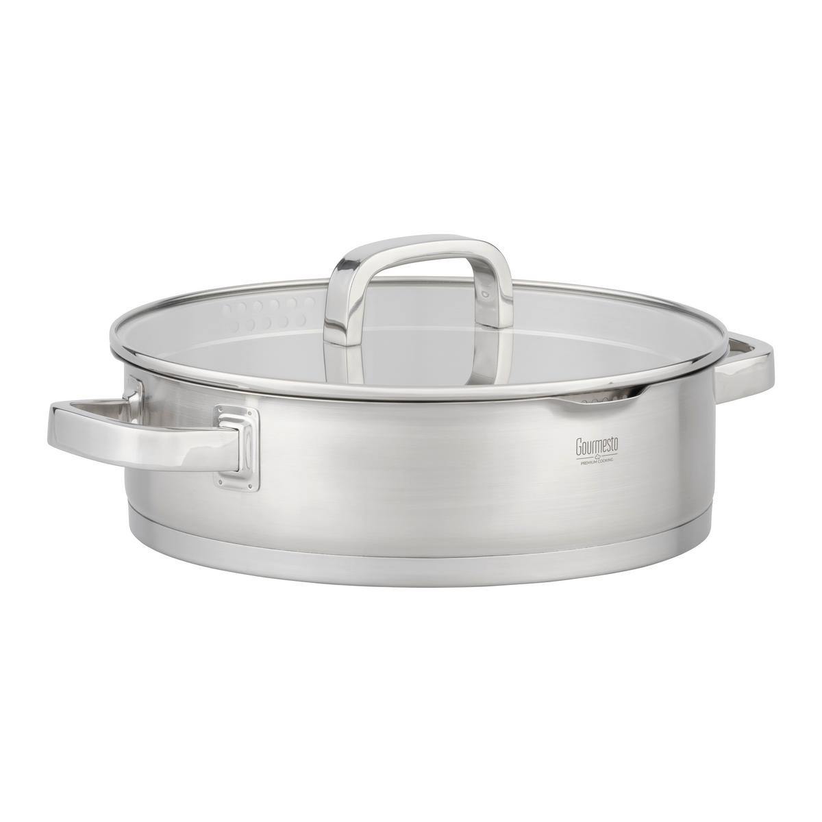 Servírovacia panvica 4,9L - číra/farba ušľachtilej ocele, Konventionell, kov/sklo (28/8cm) - Gourmesto