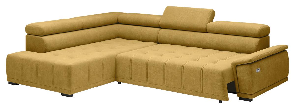 Rohová sedačka GRINALDI, ľavá, horčicovožltá - horčicovožltá/čierna, Modern, textil/plast (206/283cm) - Premium Living