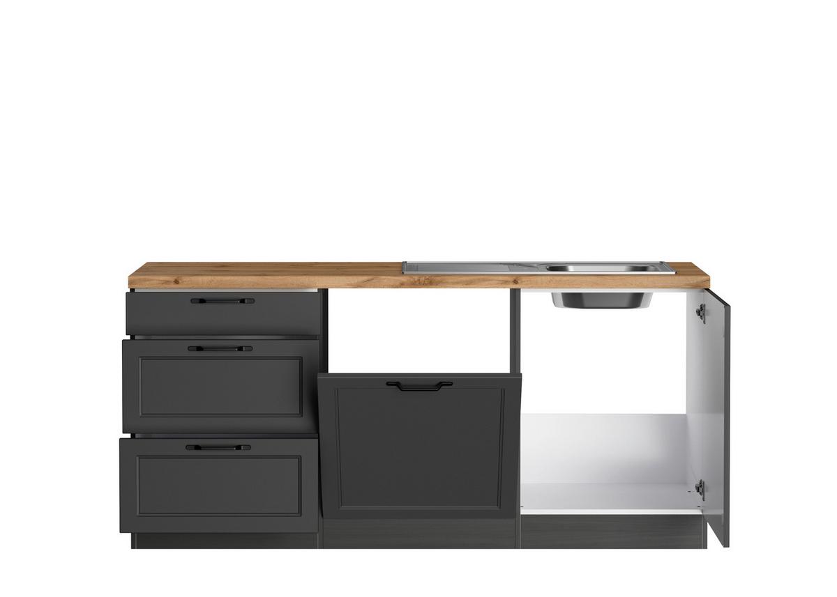 Eckküche Meran Inkl. Spüle 240x420 Cm Grau/eiche Dekor - Eiche Wotan/Grau, LIFESTYLE, Holzwerkstoff (240/420cm) - Held