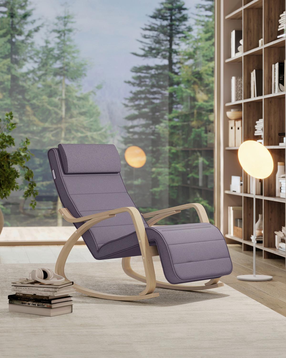 Schaukelstuhl Dunkelgrau B: 121,5cm - Dunkelgrau/Grauweiß, Basics, Holzwerkstoff/Textil (121,5/84/67cm)