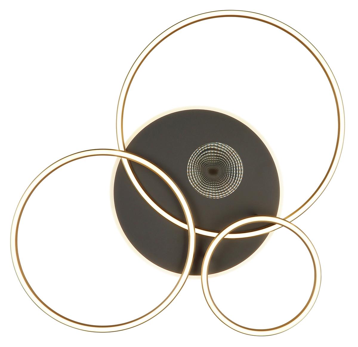 LED-DECKENLEUCHTE Memory-Funktion - Anthrazit/Goldfarben, Design, Kunststoff/Metall (90/70/13cm) - Globo