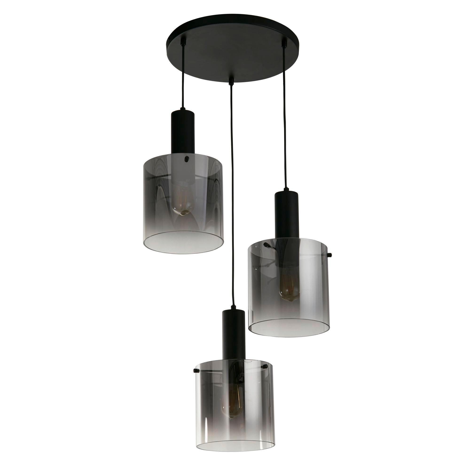 Hängeleuchte 88910-3bk - Schwarz, Design, Glas/Metall (42/35-150cm)