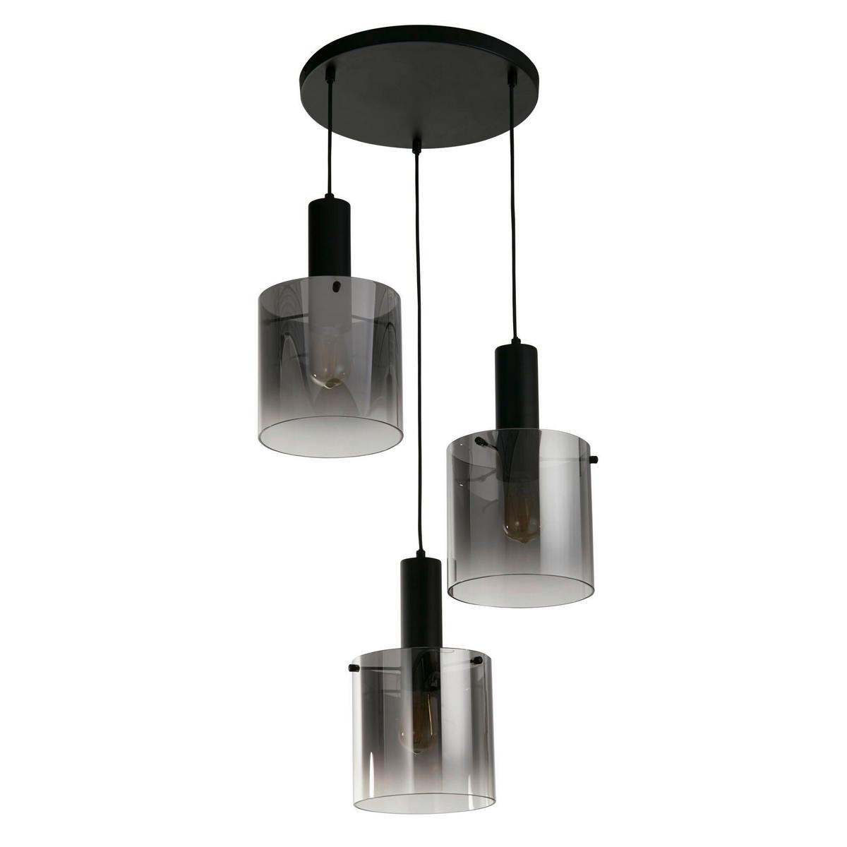 Hängeleuchte 88910-3bk - Schwarz, Design, Glas/Metall (42/35-150cm)