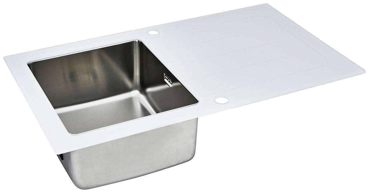Spüle Respekta Edelstahl Bxt: 86x50 cm - Weiß, Trend, Glas/Metall (86/21/50cm) - Respekta