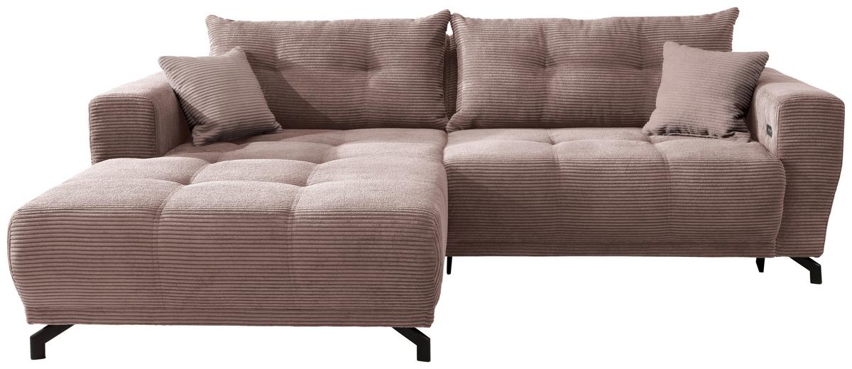 Ecksofa Restato Rosa S: 177x246 cm - Schwarz/Rosa, MODERN, Holz/Textil (177/246cm) - MID.YOU