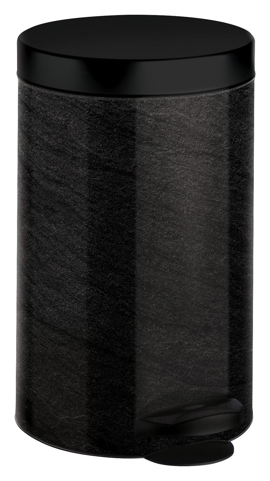 Pedálos Szemetes Delux - Fekete, Basics, Műanyag/Fém (25/39cm)