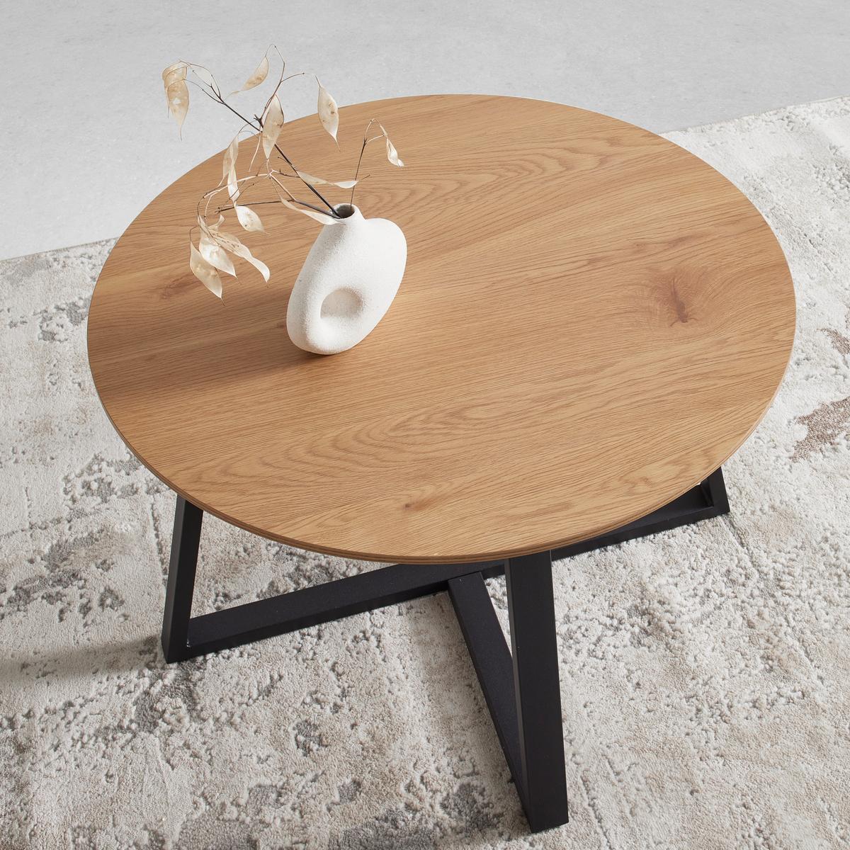 KONFERENČNÍ STOLEK BRAVA - černá/přírodní barvy, Moderní, kov/kompozitní dřevo (70/70/45cm) - Mömax