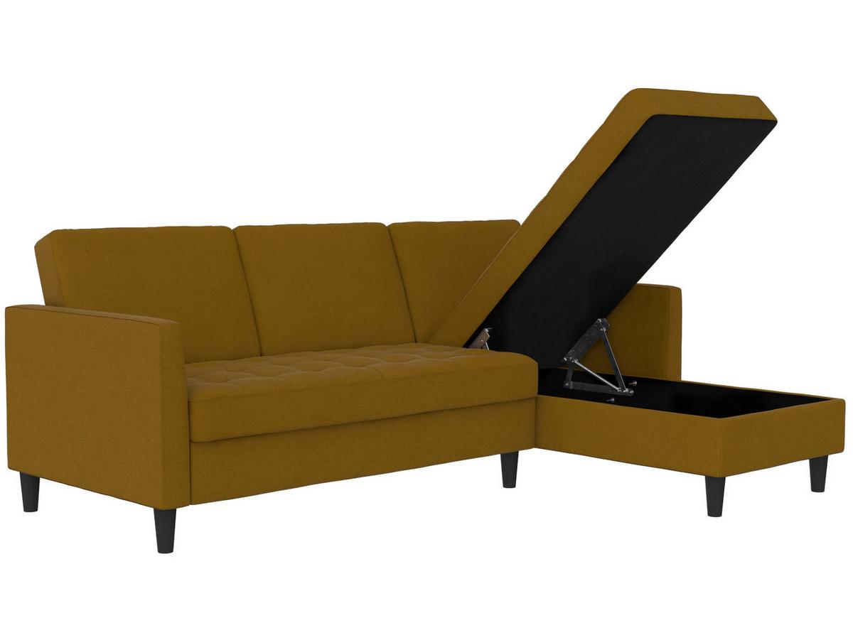 Ecksofa Palermo Currygelb, mit Stauraum - Currygelb/Schwarz, Basics, Textil (213/154cm) - Livetastic