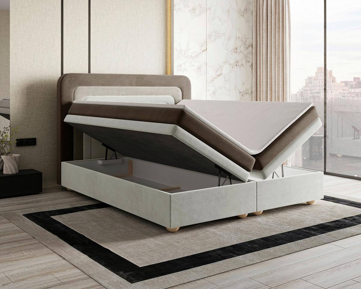 Boxbett Nest Lf: 160x200 Braun/Beige - Beige/Bronzefarben, MODERN, Holz/Kunststoff (160/200cm) - MID.YOU