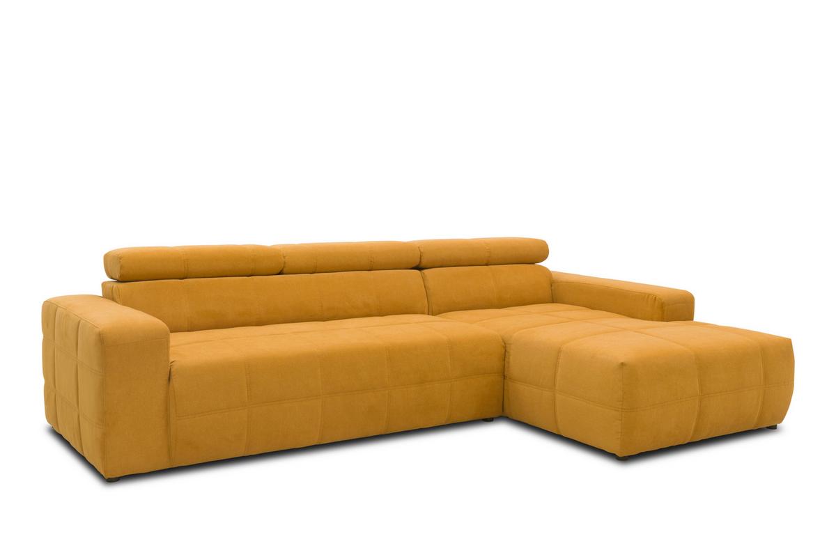 Ecksofa + Kopfteilverstellung Brandon Orange Mikrofaser - Schwarz/Orange, Design, Textil (285/175cm) - MID.YOU