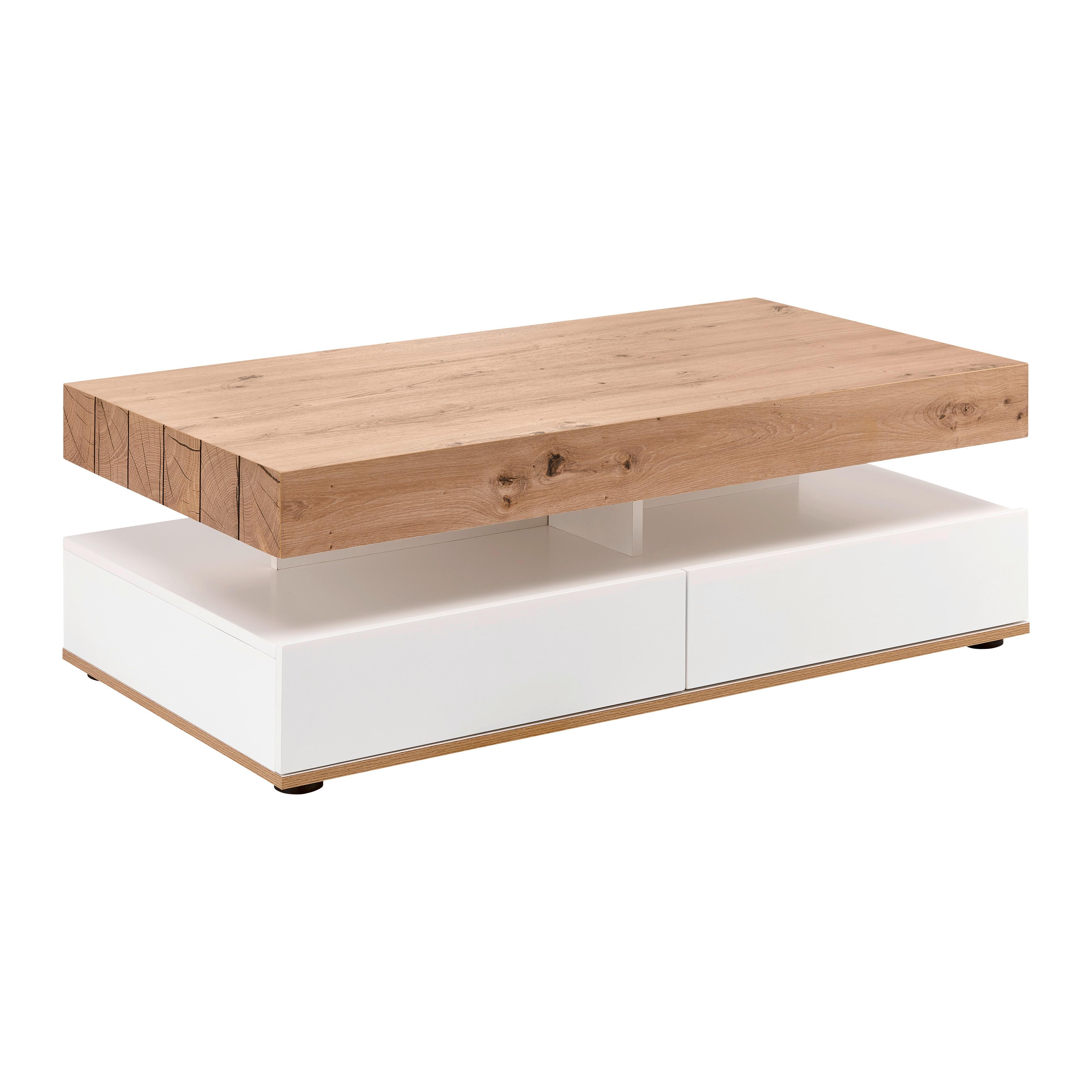 Konferenčný stolík CARA - biela/farba duba, Modern (110/60/38cm) - Bessagi Home