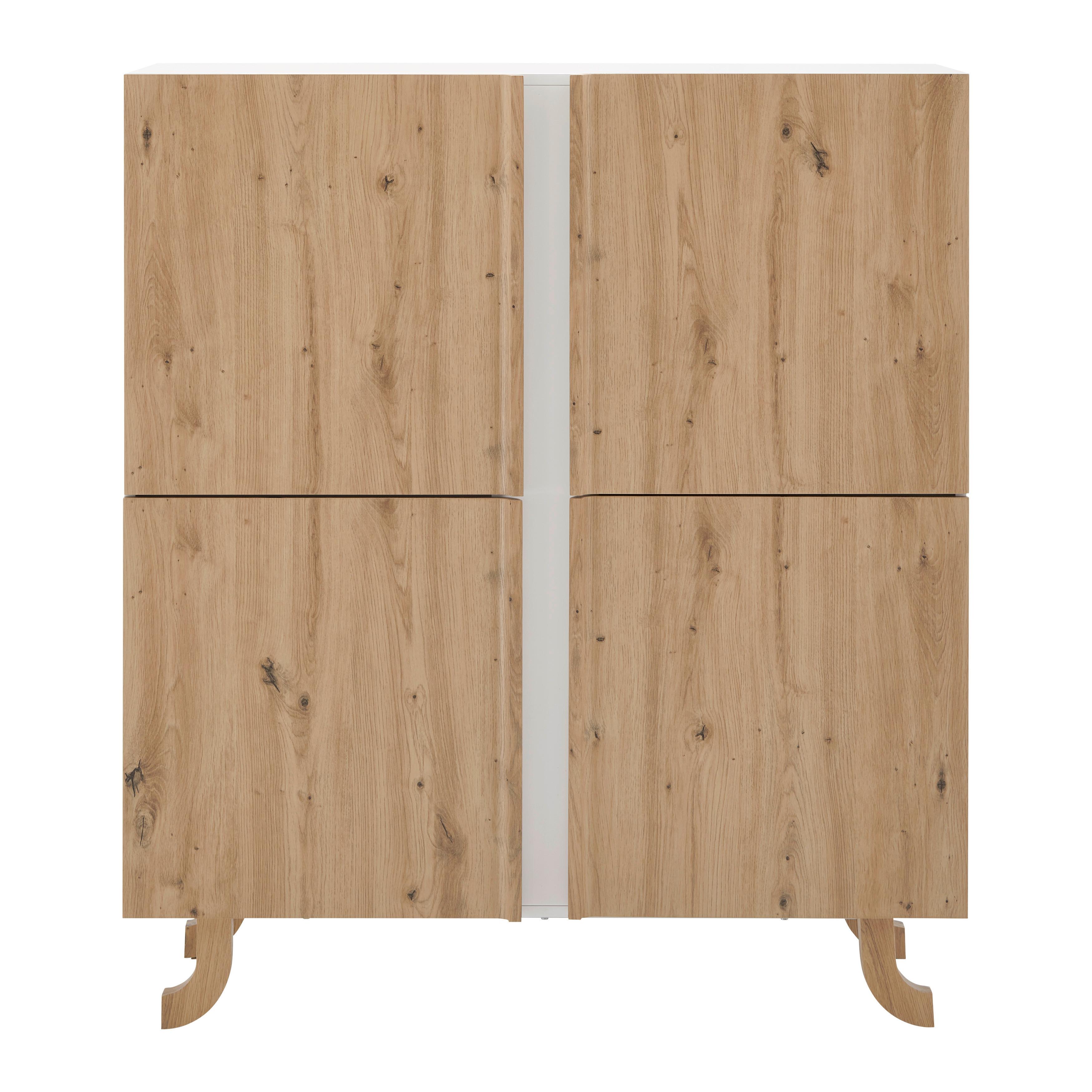 Komoda Vira Barvy Dubu/bílá - bílá/barvy borovice, Moderní, dřevo (110/43/125cm) - Bessagi Home