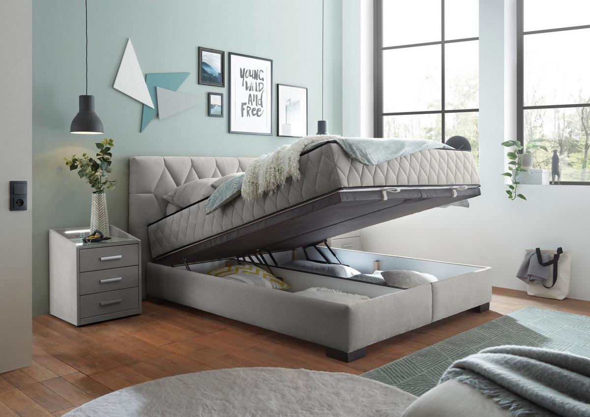 Boxbett Nagol B - Hellgrau/Schwarz, MODERN, Holzwerkstoff/Textil (160/200cm) - MID.YOU
