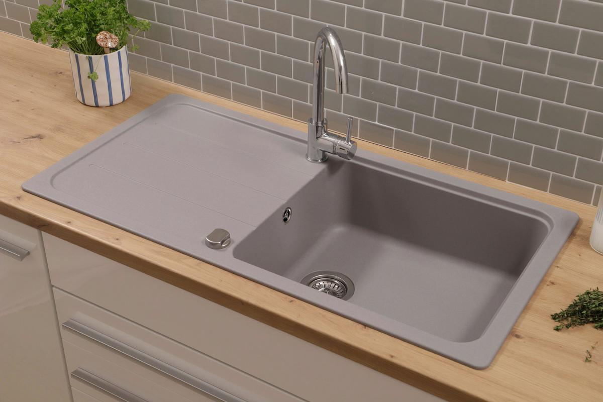 Spüle Austin Grau B: 100 cm - Grau, Design, Stein (100/20/50cm) - Respekta