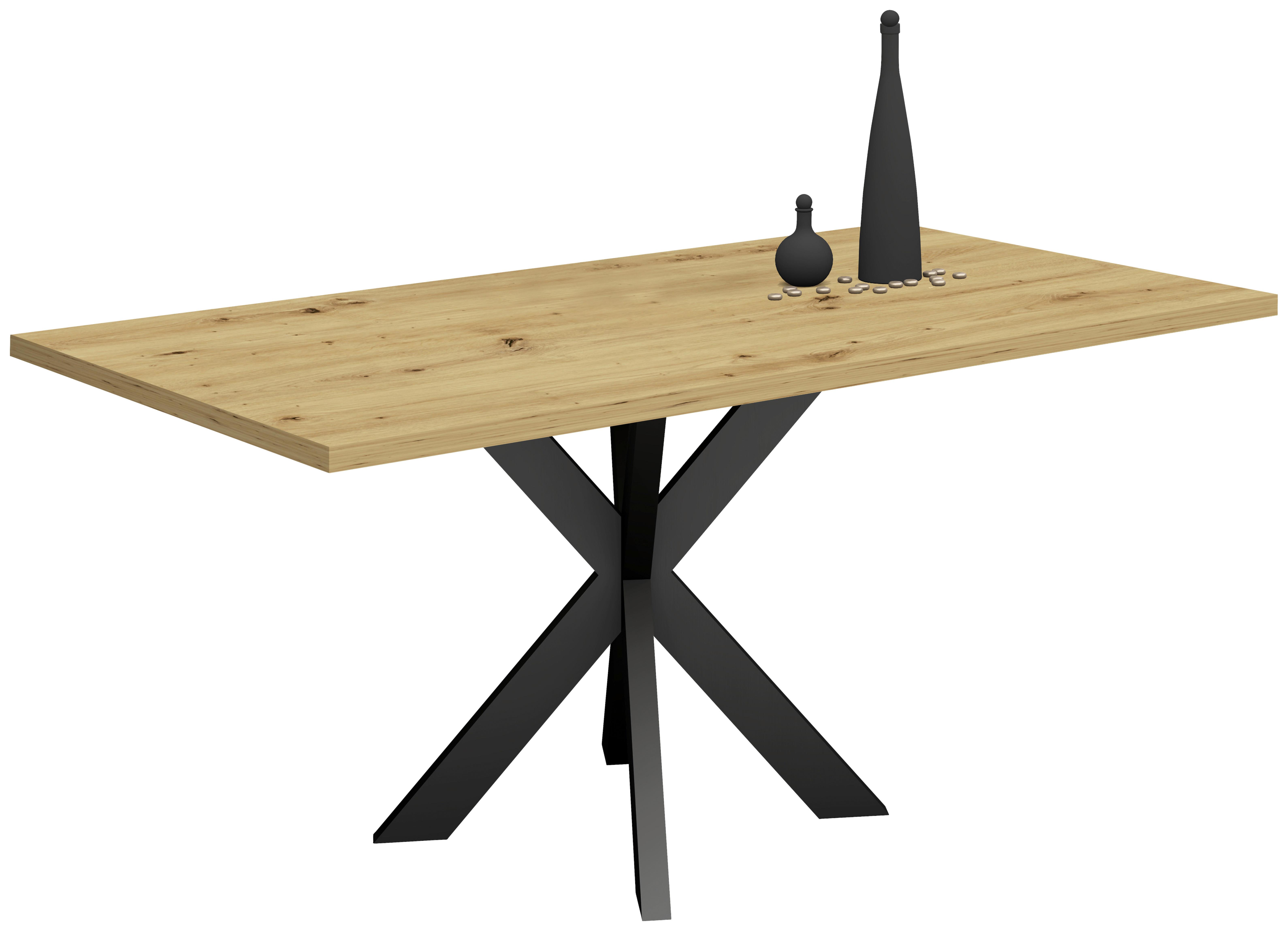 Esstisch Alex Schwarz, Eichefarben - Eichefarben/Schwarz, MODERN, Holzwerkstoff/Metall (140/90/78cm) - Livetastic