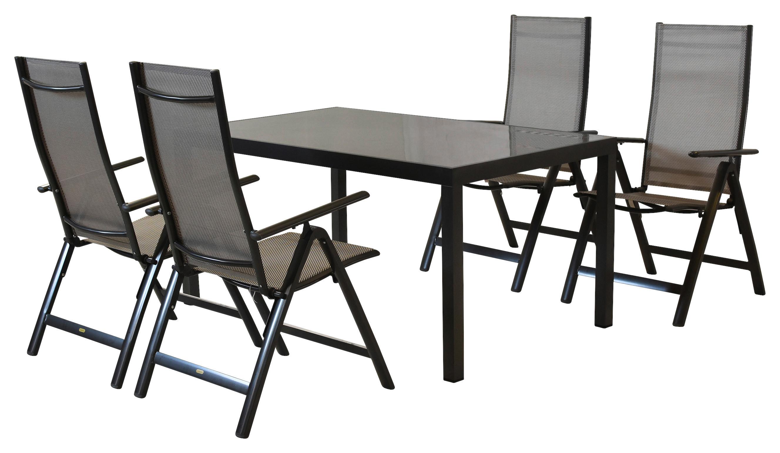 Gartenset Carrara - Graphitfarben/Braun, MODERN, Textil/Metall - Gardenson