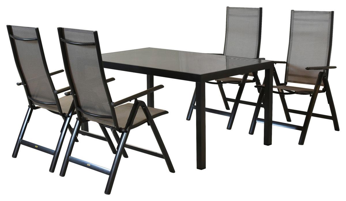 Gartenset Carrara - Graphitfarben/Braun, MODERN, Textil/Metall - Gardenson