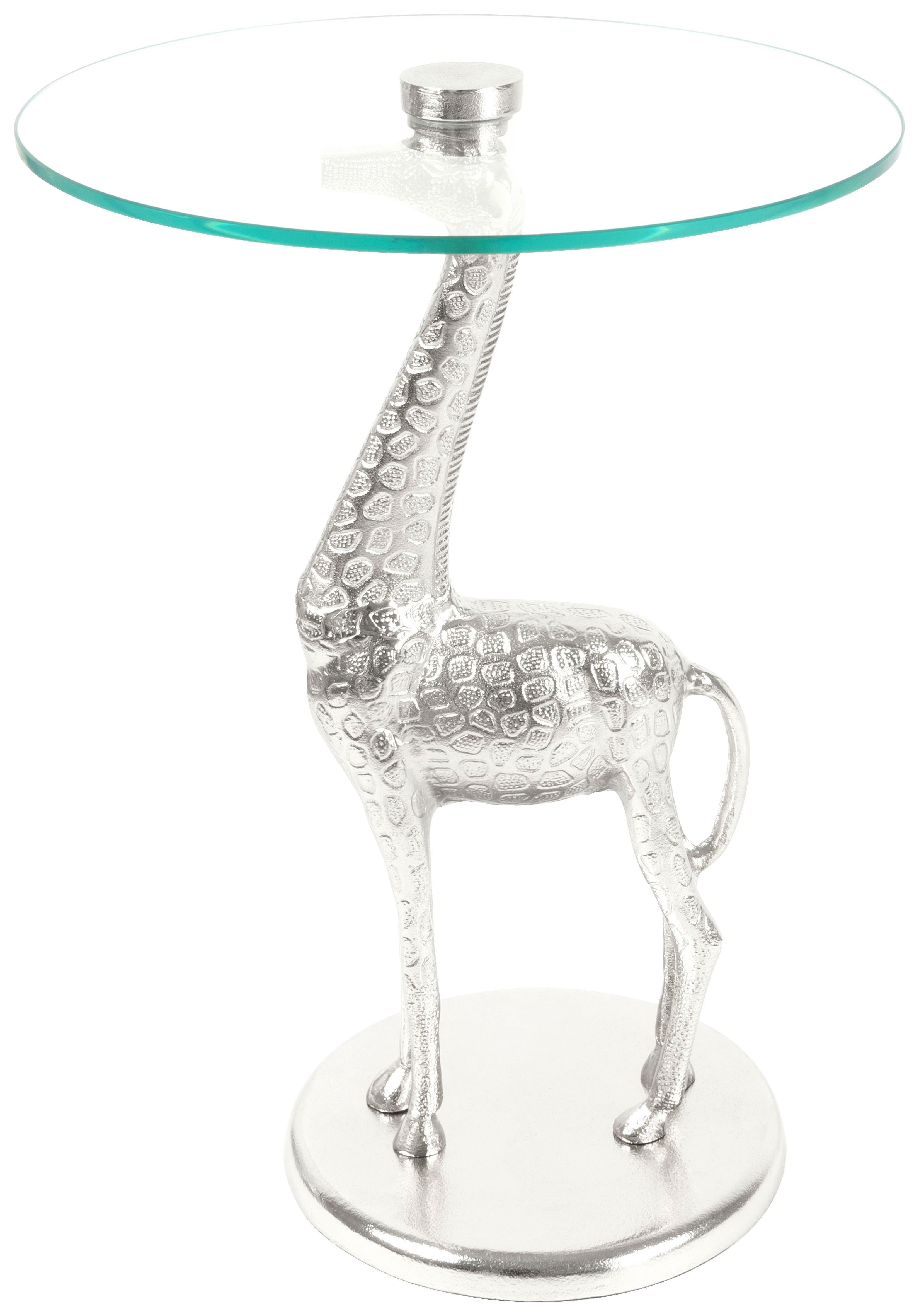 Beistelltisch Animalty 225 Silberfarben B: 58 Cm - Silberfarben, Design, Glas/Metall (40/40/58cm) - Kayoom