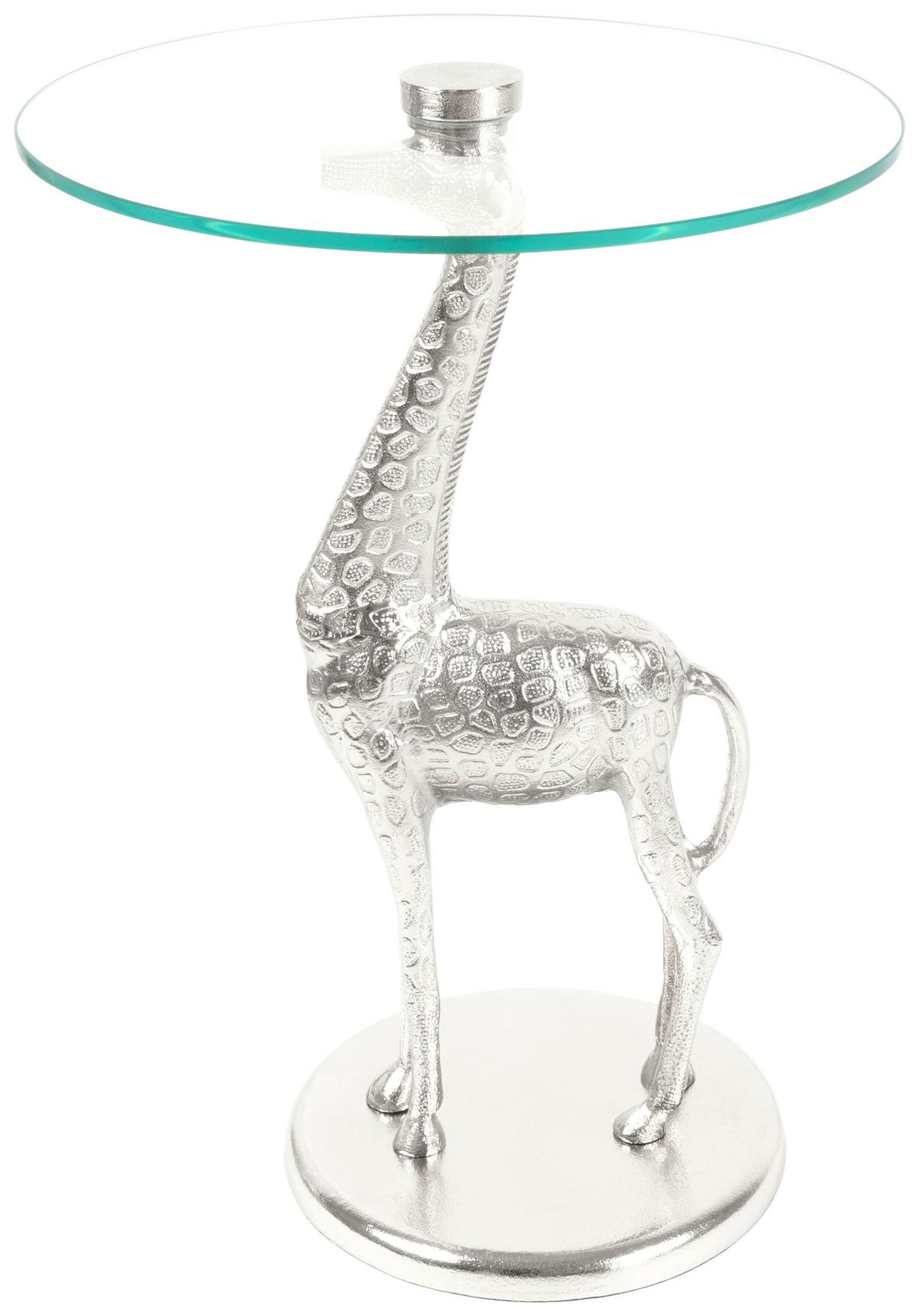 Beistelltisch Animalty 225 Silberfarben B: 58 Cm - Silberfarben, Design, Glas/Metall (40/40/58cm) - Kayoom