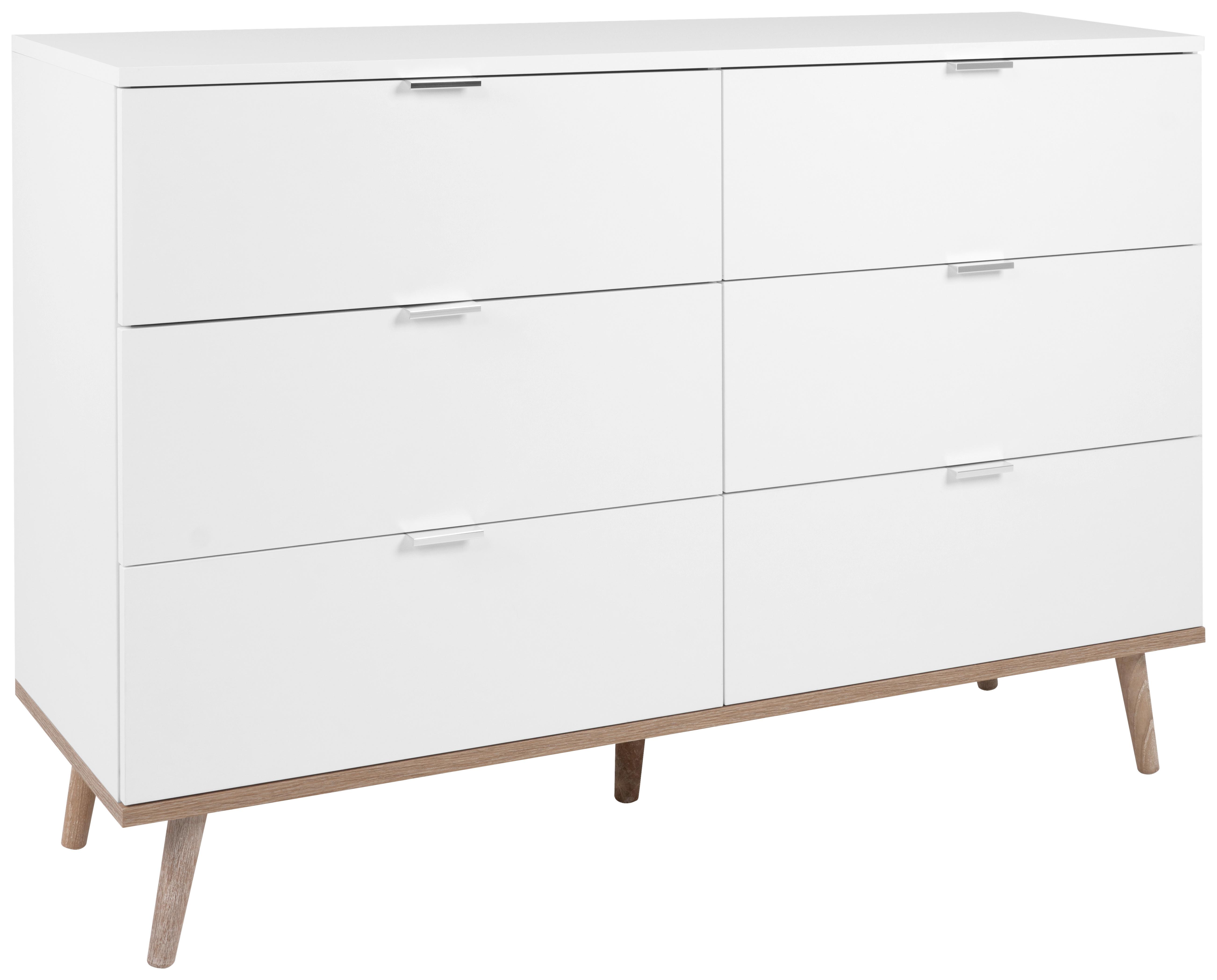 Kommode Göteborg Weiß/Sonoma Eiche B: 120 cm - Weiß/Sonoma Eiche, KONVENTIONELL, Holzwerkstoff (120/87/40cm) - MID.YOU