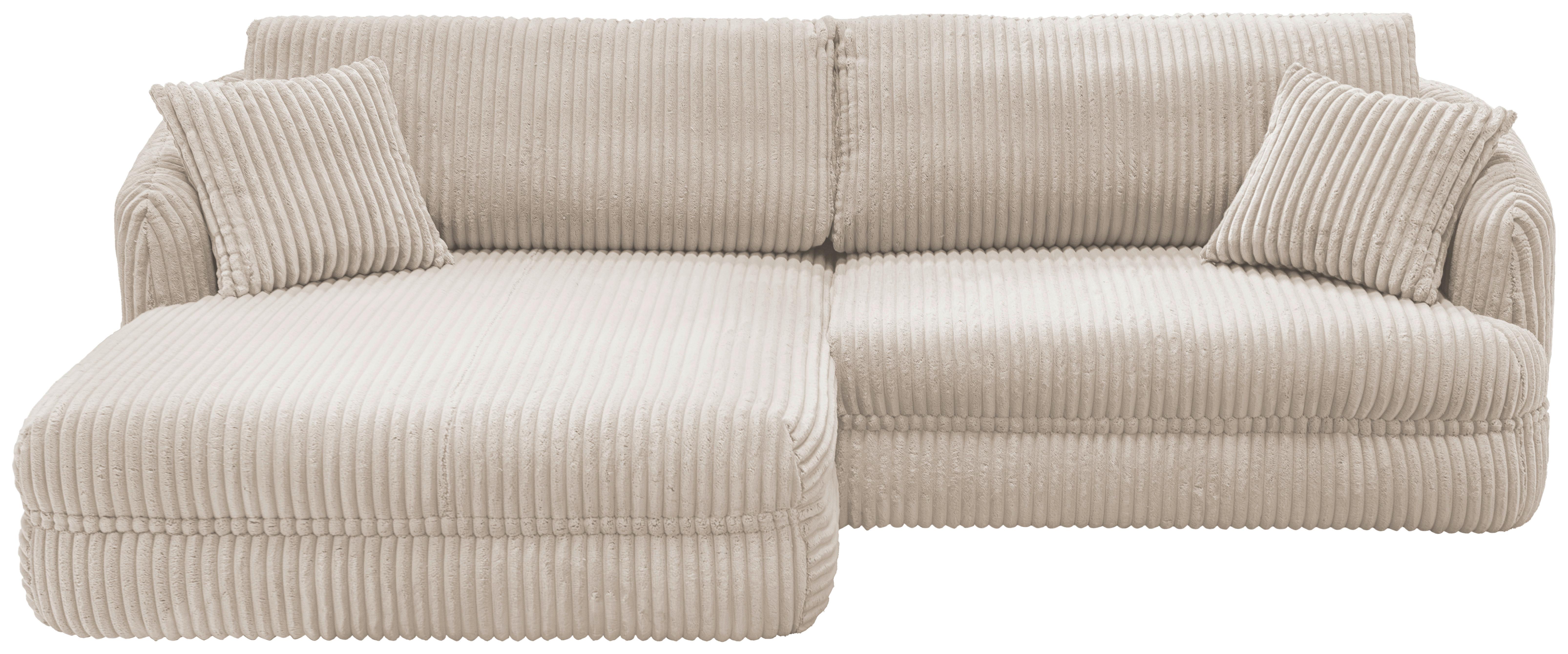 Ecksofa Lush Creme S: 161x284 cm - Creme/Schwarz, Design, Textil (161/284cm) - Livetastic