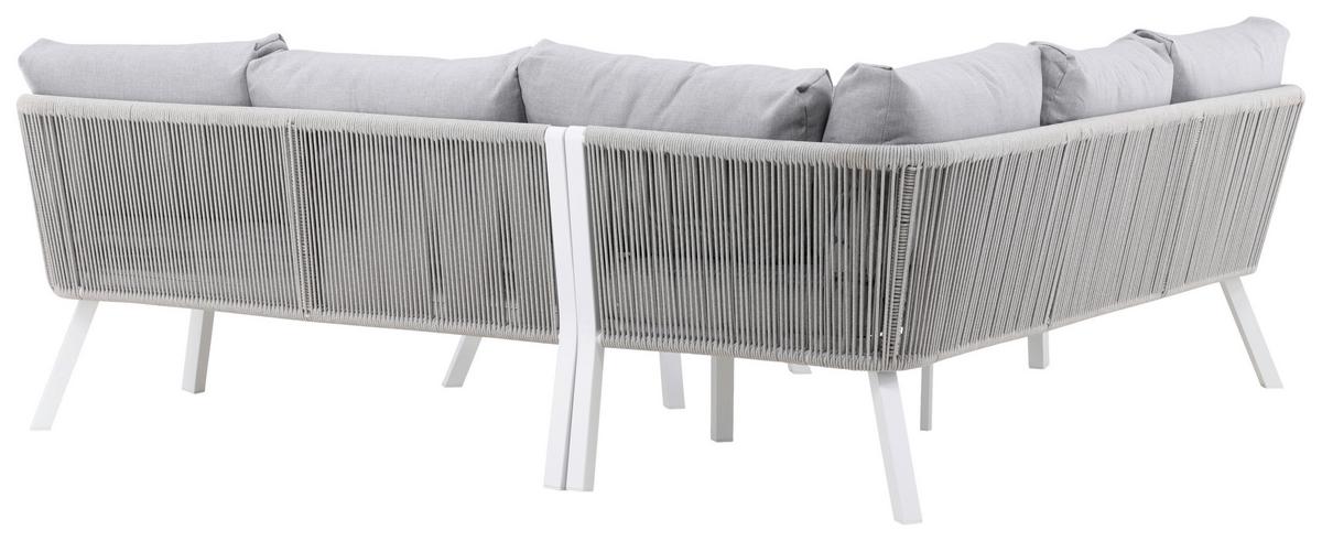 Loungegarnitur Virya - Weiß/Grau, KONVENTIONELL, Textil/Metall - Gardenson