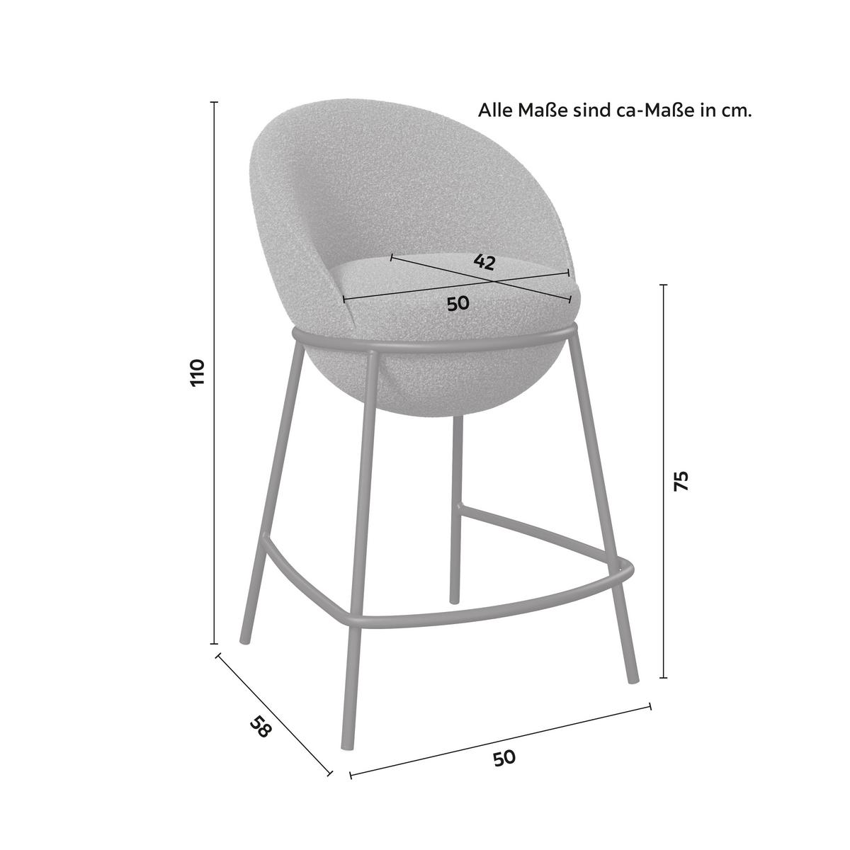 BAROVÁ ŽIDLE ZOA - šedá/černá, Moderní, kov/dřevo (53/51/100cm) - Bessagi Home