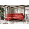Ecksofa Luna Teilleder Rot 194x242 - Chromfarben/Rot, Design, Leder/Textil (194/242cm) - Livetastic