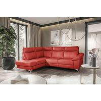 Ecksofa Luna Teilleder Rot 194x242 - Chromfarben/Rot, Design, Leder/Textil (194/242cm) - Livetastic