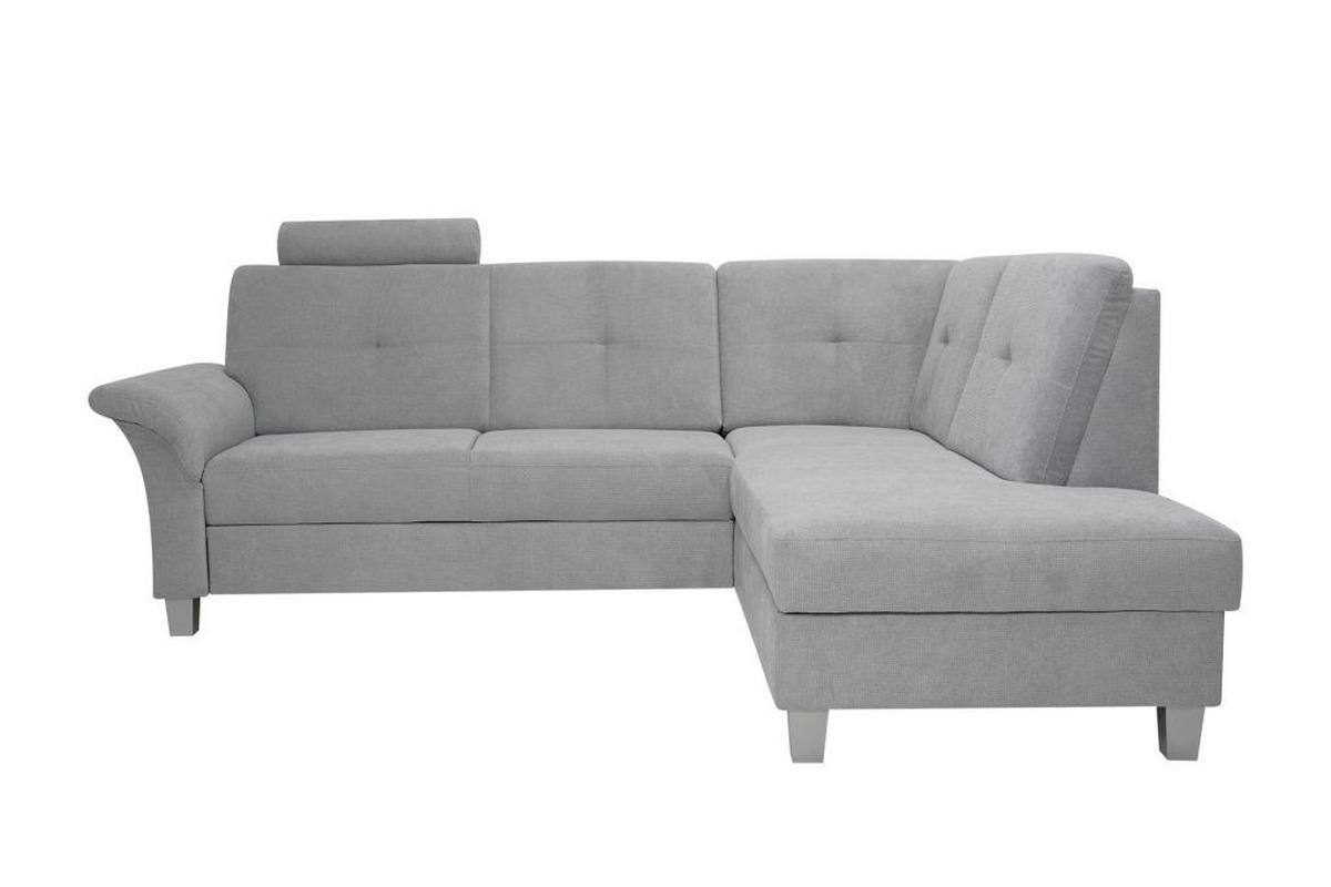 Rohová sedačka PORTLAND, pravá, stříbrná - barvy stříbra/světle šedá, Konvenční, dřevo/textil (245/196cm)