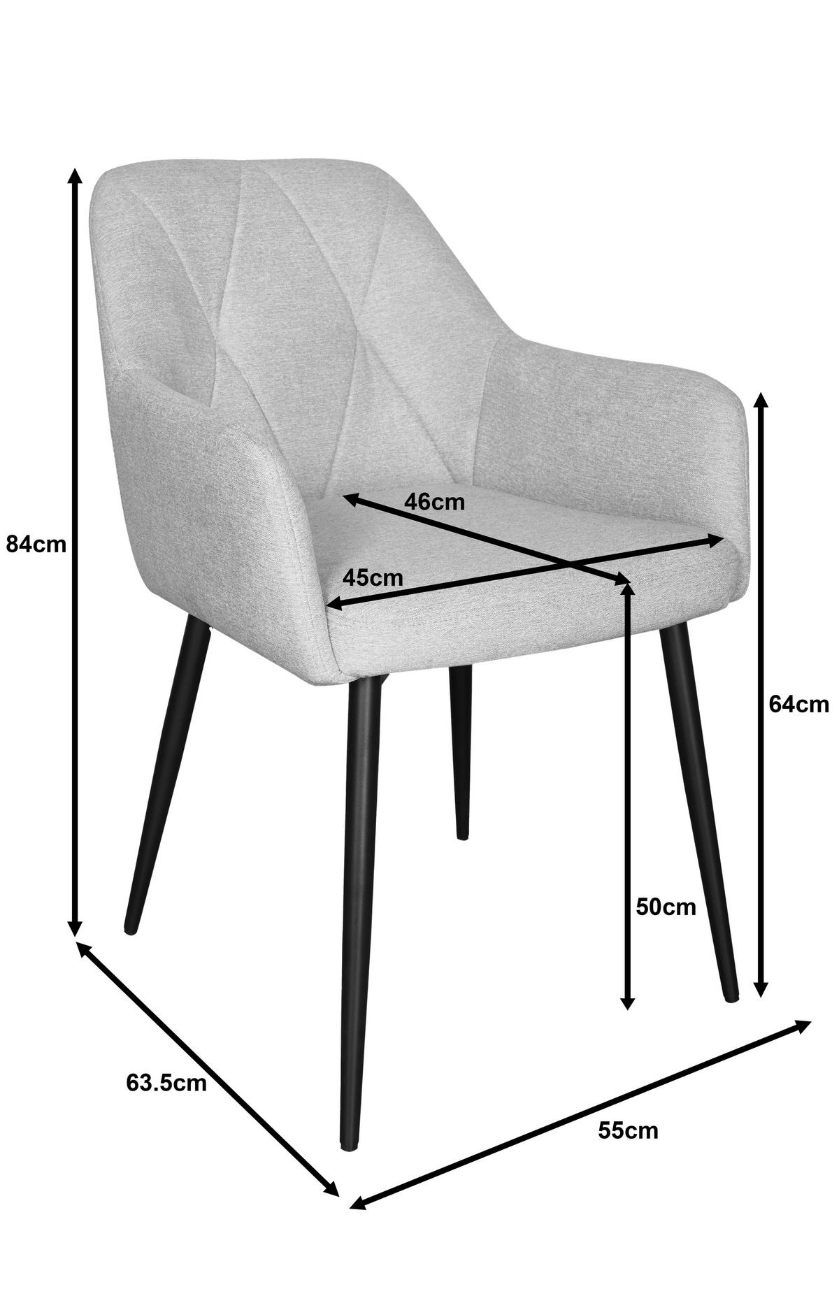 STOLIČKA S PODRÚČKAMI HARDY -GIGA- - čierna/sivá, Basics, kov/textil (56/85/61,5cm) - Mömax
