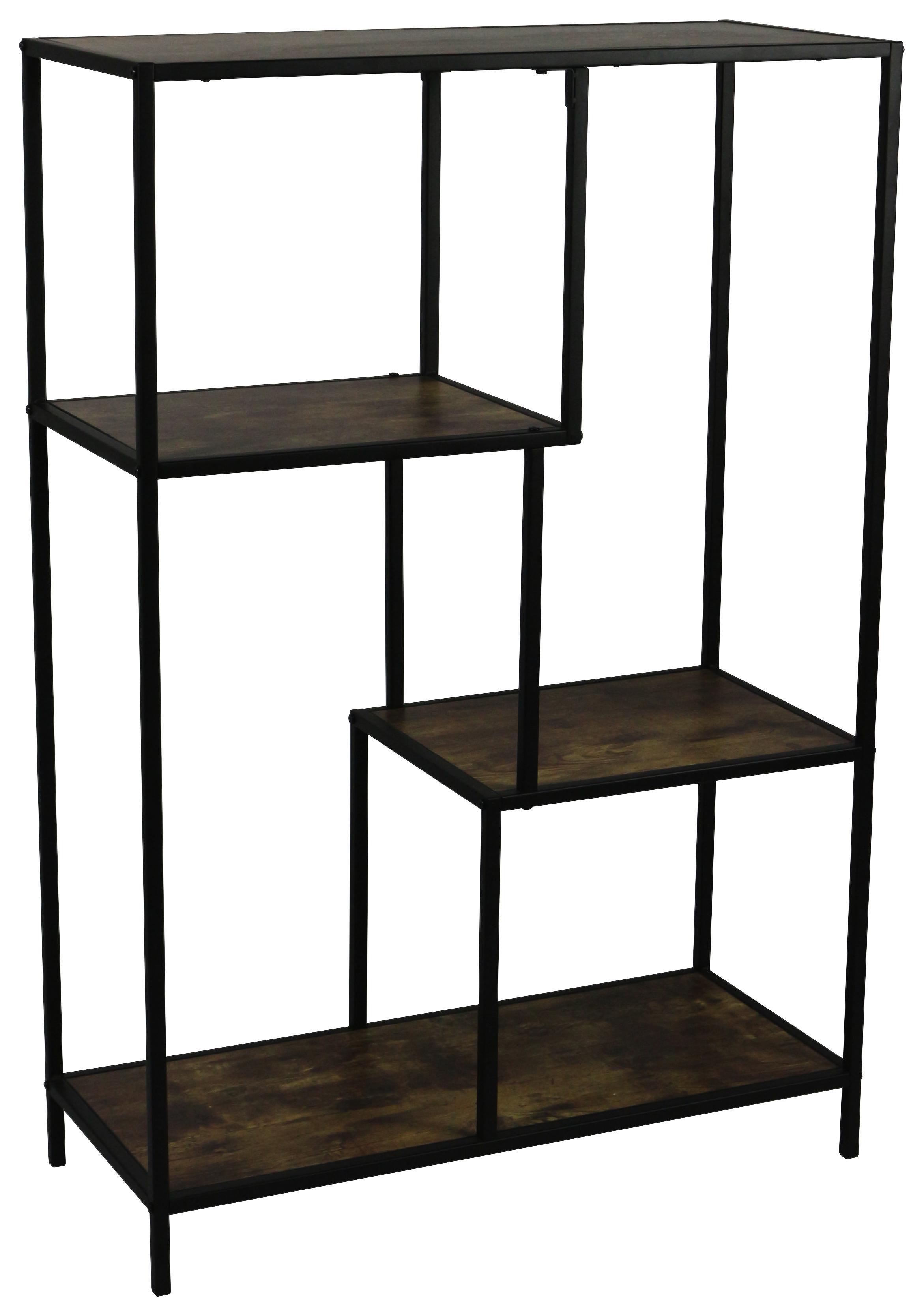 Regal Industry B: ca. 77 cm - Schwarz/Naturfarben, MODERN, Holzwerkstoff/Metall (77/114/33cm) - Luca Bessoni