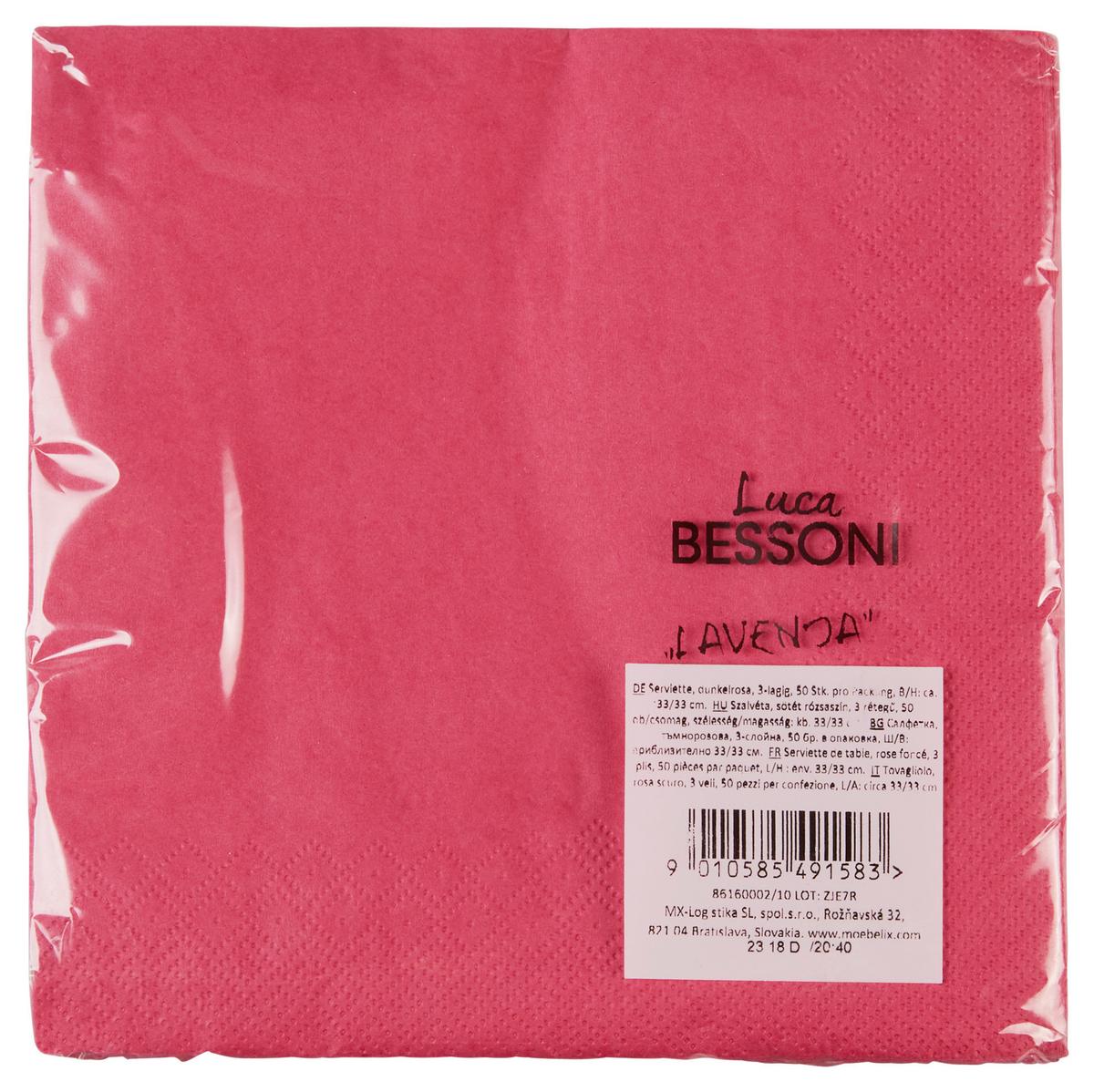 Serviette Lavenia - Dunkelrosa, MODERN, Papier (33/33cm) - Luca Bessoni