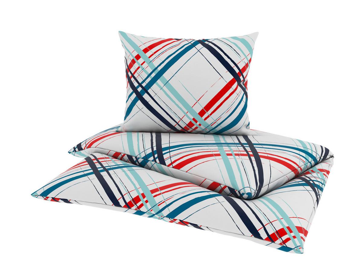 Bettwäsche Jule - Blau/Rot, MODERN, Textil - Luca Bessoni