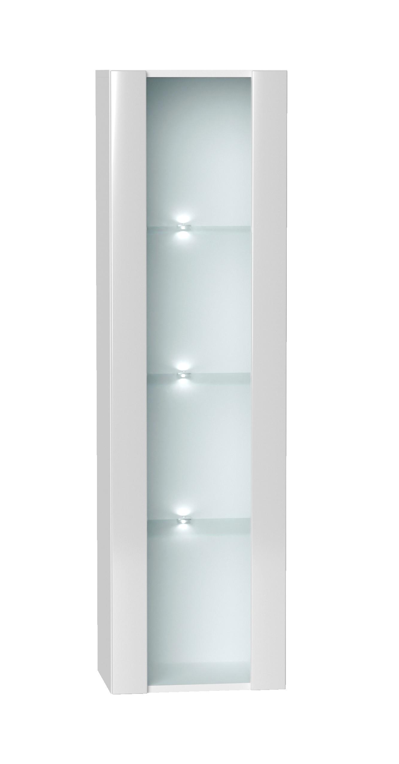 Hängevitrine Wandvitirine Vivien 09 Led - Weiß Hochglanz/Weiß, Design, Glas/Holzwerkstoff (40/140/30cm) - Livetastic