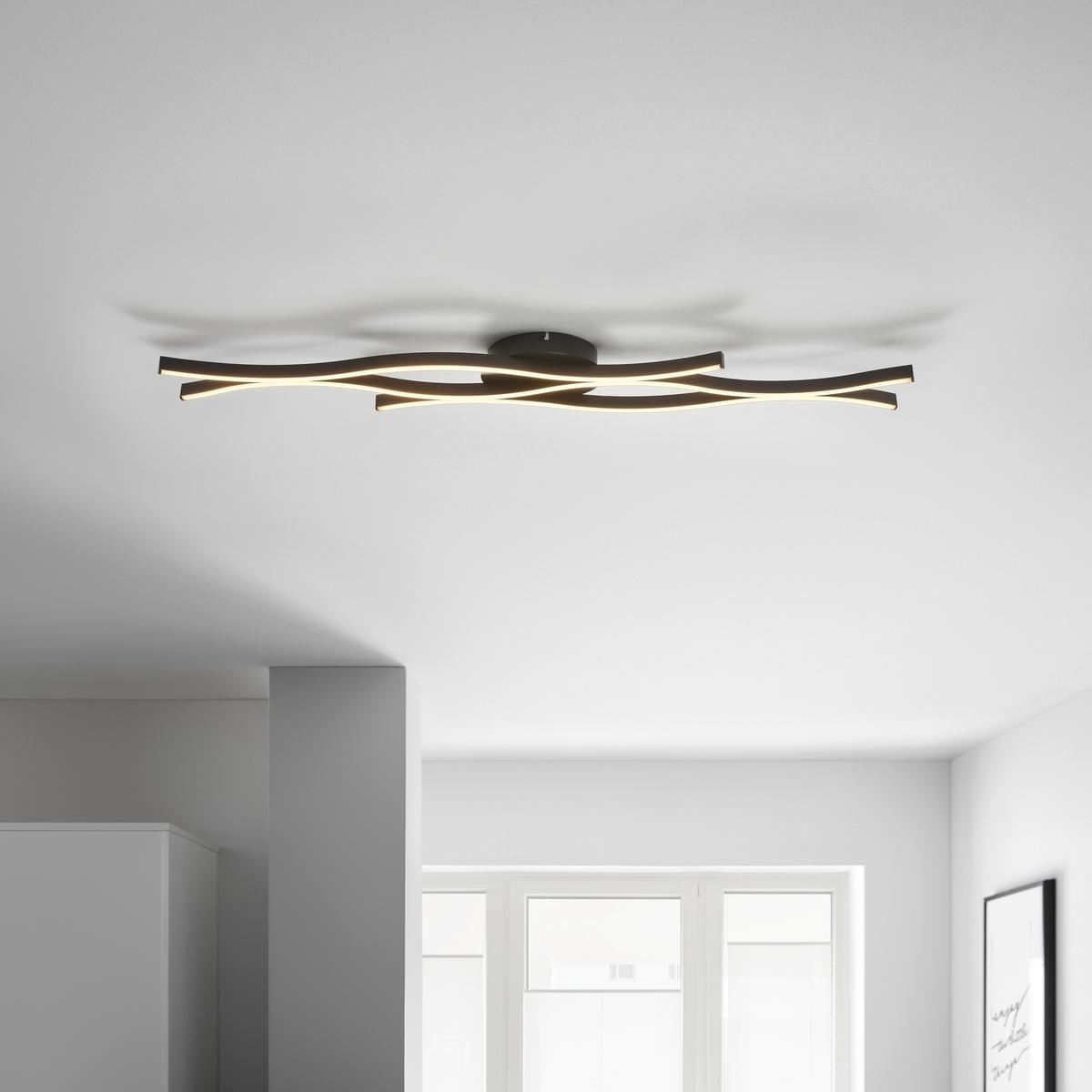 LED stropné svietidlo Relo - čierna/opálová, Modern, kov/plast (107,6/18/6cm) - Mömax