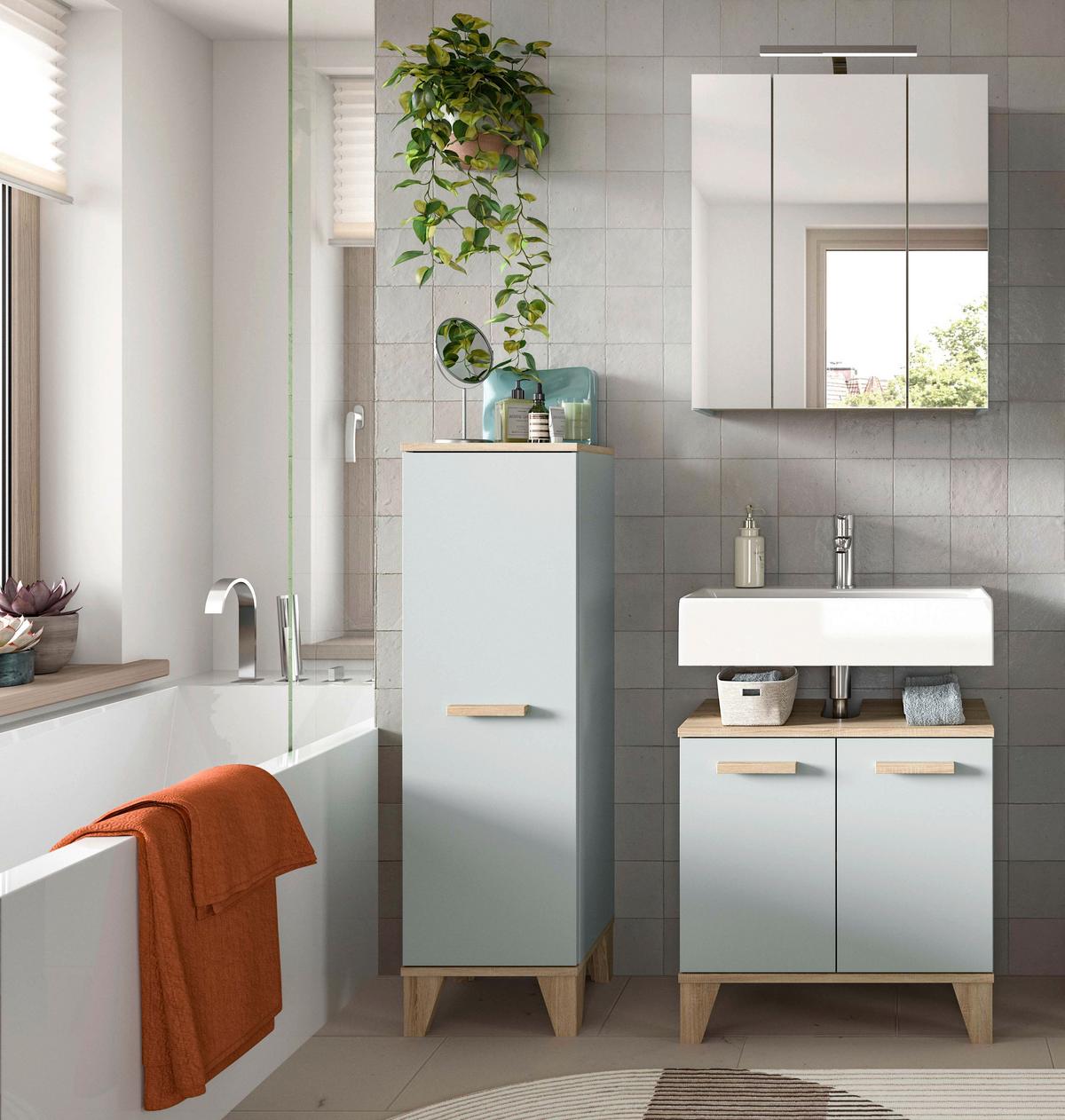 Badezimmer Star Hellgrün/Eiche Dekor B: 94cm - Eichefarben/Hellgrün, MODERN, Holzwerkstoff (94/184/34cm) - MID.YOU