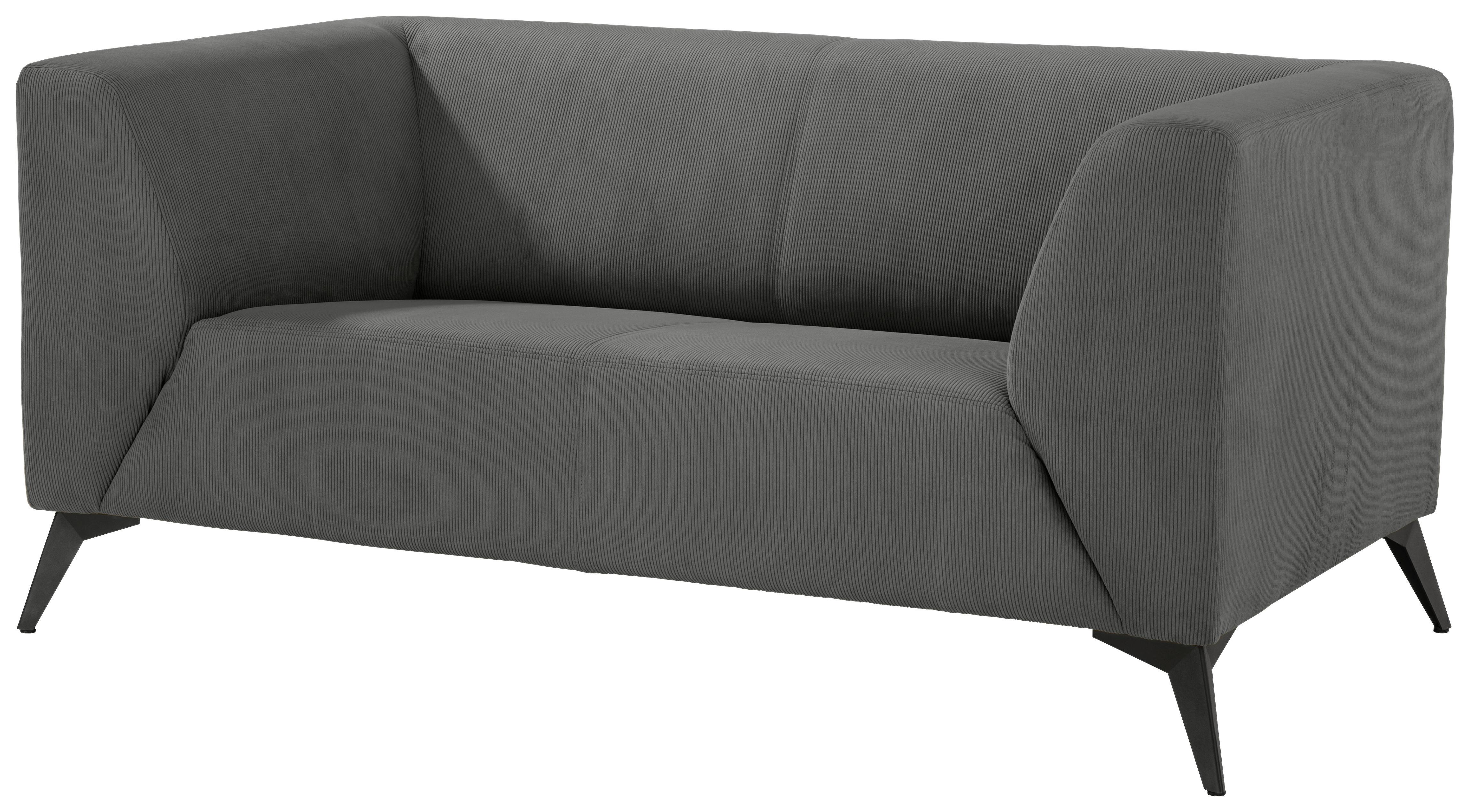 2-Sitzer-Sofa Tubione mit Armlehnen Grau - Schwarz/Grau, MODERN, Holz/Textil (160/71/87cm) - Livetastic