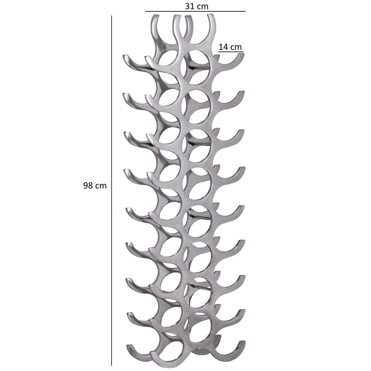 Weinregal Metall Alufarben 27 Flaschen Bxh: 31x98 Cm - Alufarben, MODERN, Metall (31/98/14cm) - MID.YOU