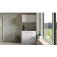 Miniküche Lucca Mit Spüle 100 Cm Weiß/graubraun - Graubraun/Weiß, MODERN, Holzwerkstoff (100cm) - FlexWell