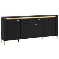 Kommode Norica Goldfarben/schwarz B: 200,3 Cm - Goldfarben/Schwarz, Trend, Holzwerkstoff (200,3/87,3/40cm)