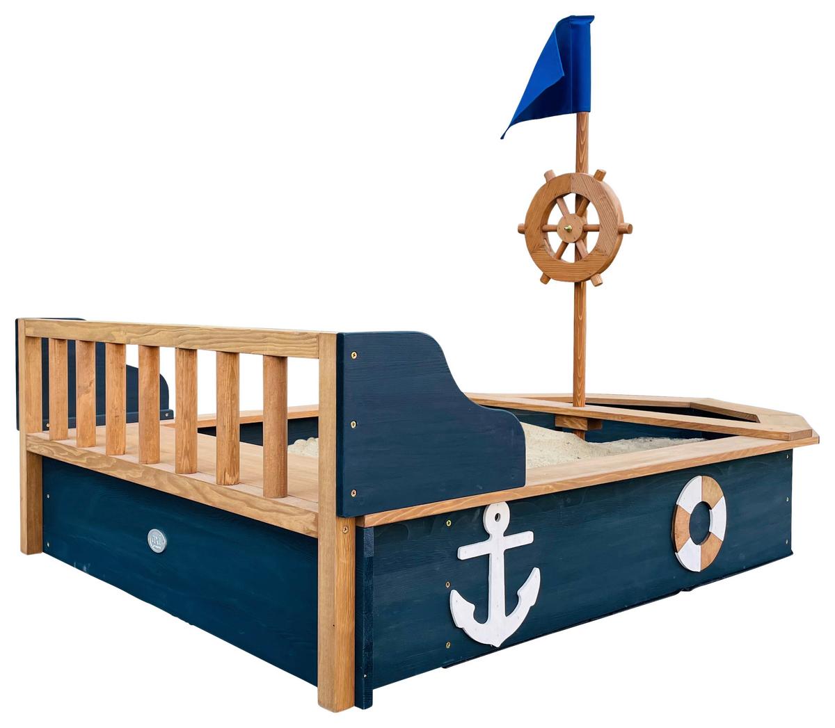 Sandkasten A031.045.00 - Anthrazit/Braun, KONVENTIONELL, Holz (153/100/90cm) - Ambia Garden
